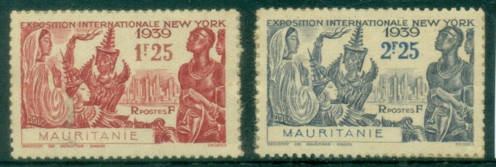 Mauritania-1939-New-York-Worlds-Fair-gum-inclusions-MH