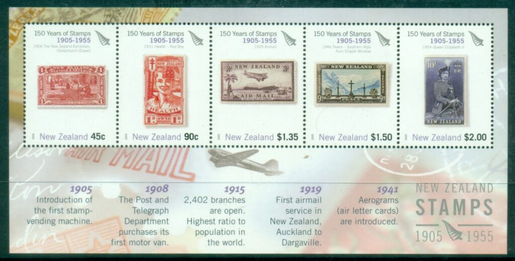 New-Zealand-2005-The-150th-Anniversary-of-New-Zealand-Stamps-1855-1905-MS-MUH