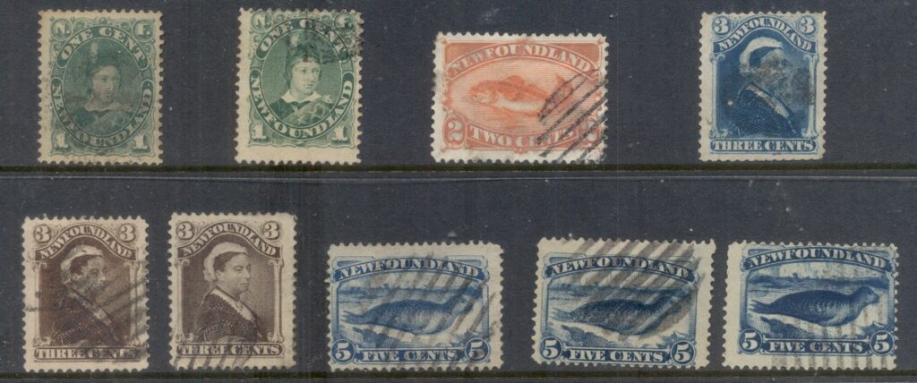 Newfoundland-1880-96-QV-Pictorials-Asst-faults-FU