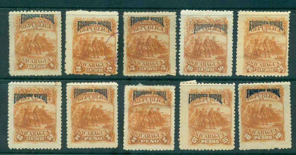 Nicaragua-1892-Officials-10-MLH-FU-lot43137