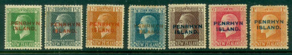 Penrhyn-Is-1917-20-Opts-on-New-Zealand-tone-spots-MLJ