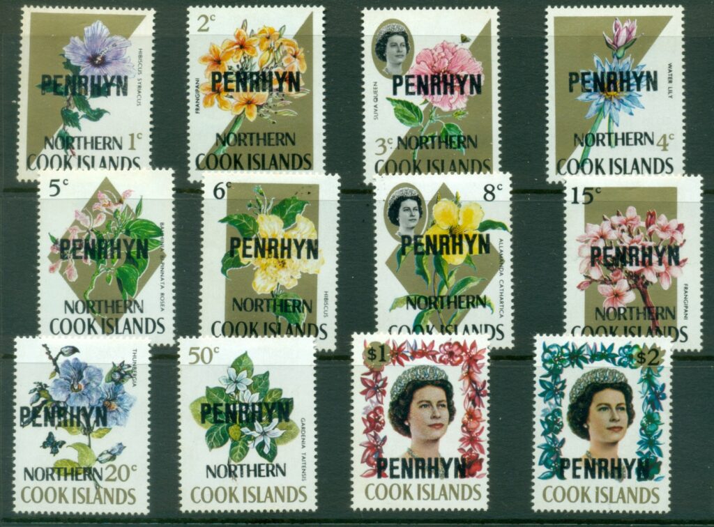 Penrhyn-Is-1973-Pictorials-Flowers-opt-on-Cook-Is-MLH