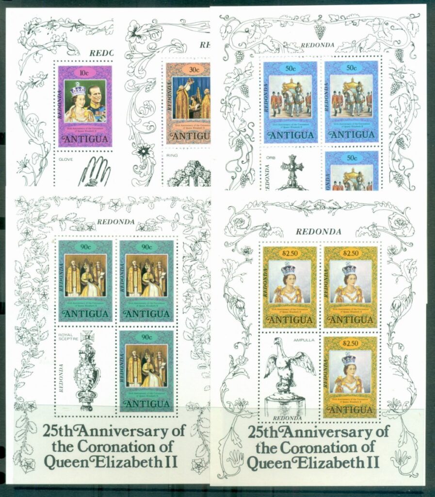 Redonda-1978-QEII-Coronation-25th-Anniversary-5xMS-MUH