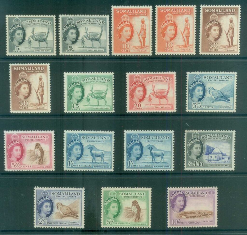 Somaliland-Protectorate-1953-58-QEII-Pictorials-shades-MLH-lot81223