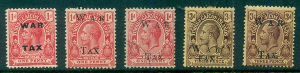 Turks-Caicos-Is-1917-19-War-Tax-Asst-MLH-FU
