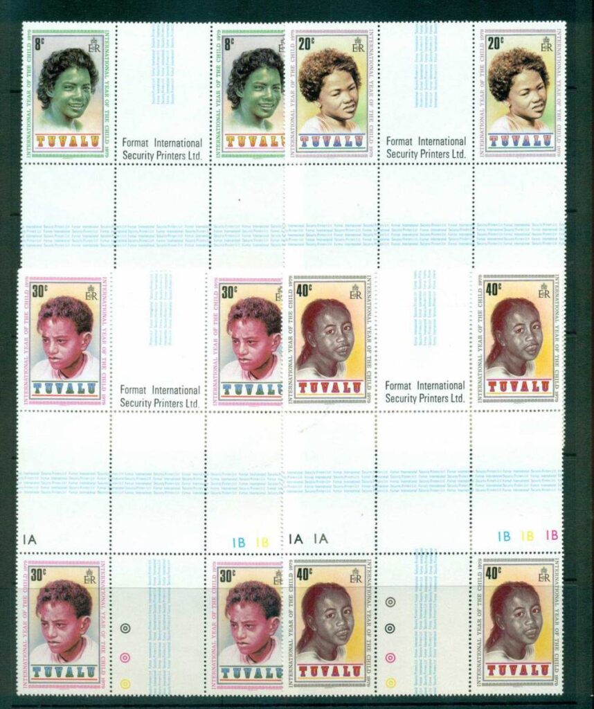 Tuvalu-1979-IYC-International-Year-of-the-Child-Cross-Gutter-Blk-4-MUH-lot56266