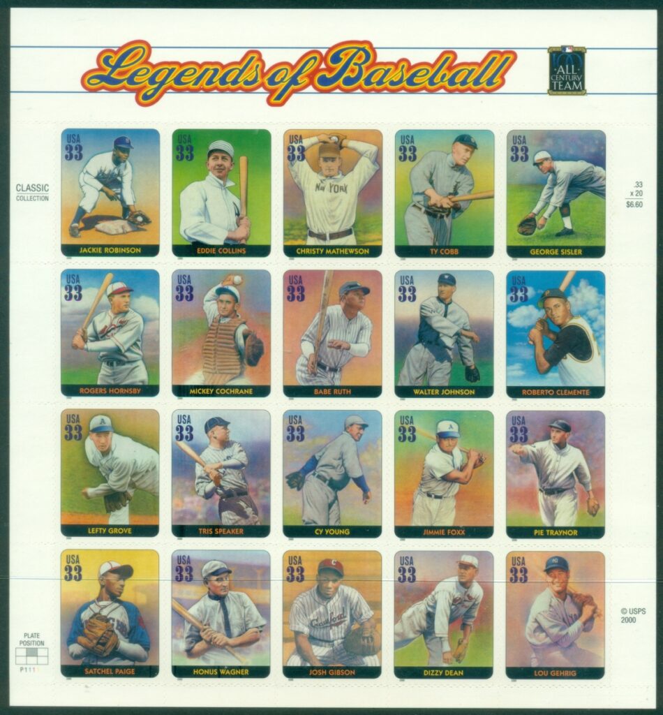 USA-2000-Legends-of-Baseball-pane-MUH-XL-Shipping