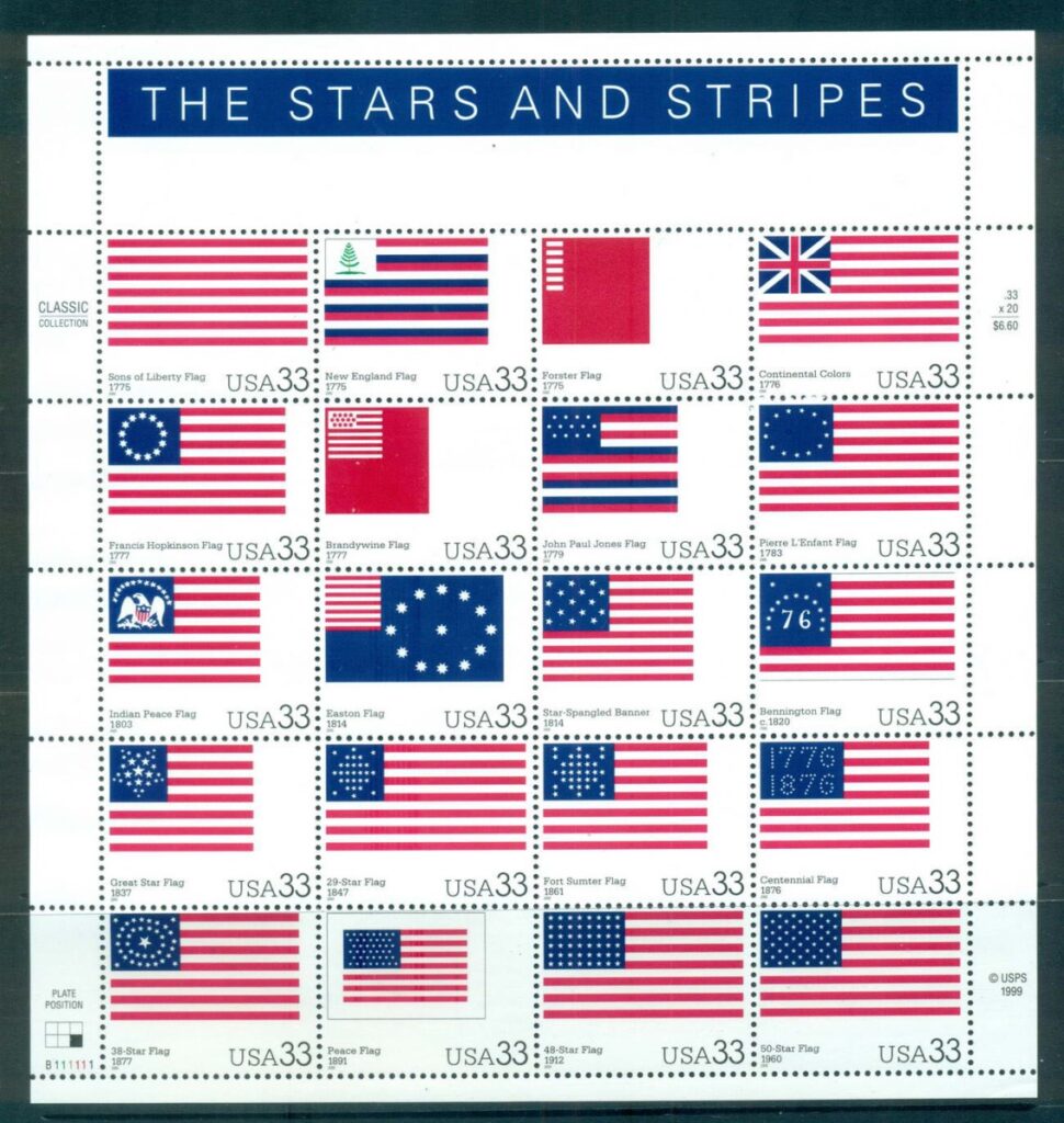 USA-2000-Sc3403-The-Stars-Stripes-Pane-20-MUH-lot53687