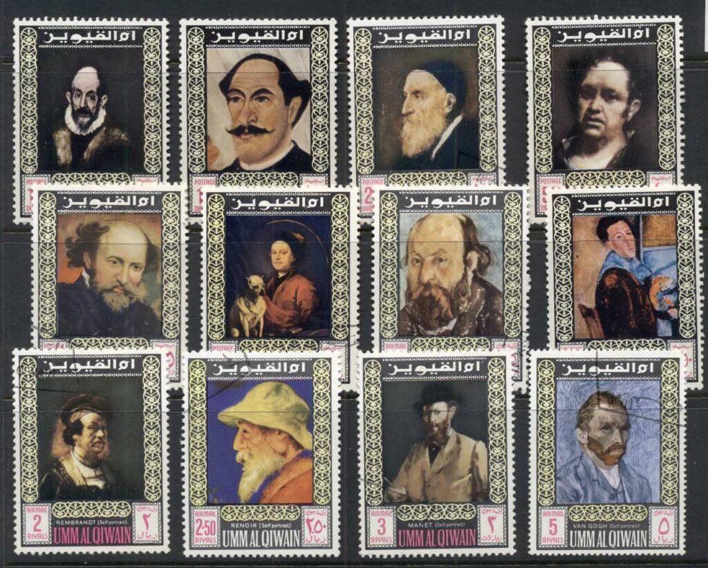 Umm-al-Qiwain-1967-Self-Portraits-by-Famous-Painters-Mi198-209-CTO
