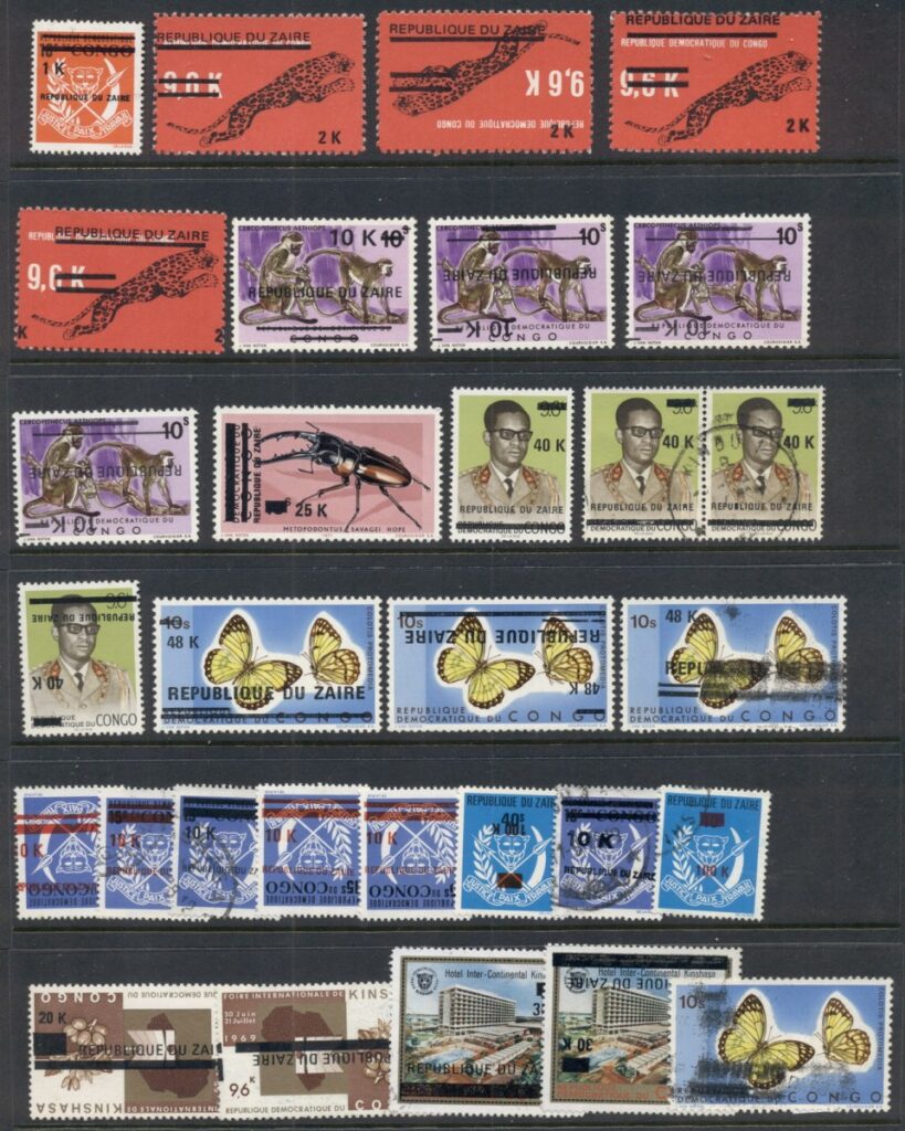 Zaire-1977-Overprints-Surcharges-Asst